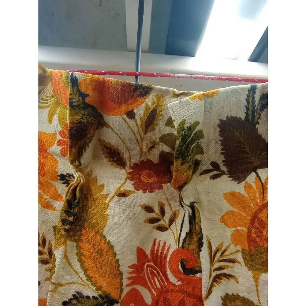 Vintage Dupont 100% linen, groovy pinch pleat curtain panel, please read